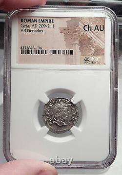 GETA 211AD Rome JANUS Denarius Authentic Ancient Silver Roman Coin NGC AU i59885