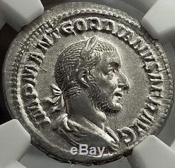 GORDIAN I AFRICANUS 238AD VERY RARE Ancient Silver Roman Denarius Coin NGC Ch AU