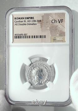 GORDIAN III Authentic Ancient 240AD Rome Silver Roman Coin AEQUITAS NGC i81393