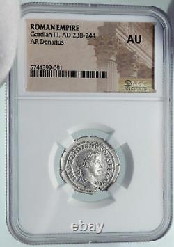 GORDIAN III Authentic Ancient 240AD Rome Silver Roman Coin APOLLO NGC i86399