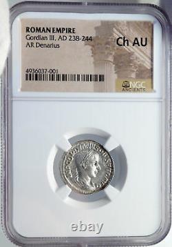 GORDIAN III Genuine Ancient Silver Roman Coin Farnese Hercules NGC Ch AU i82841
