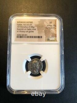 Galba AR Denarius Roman Coin 68-69 AD NGC XF 4/5 5/5 Choice Problem Free Coin