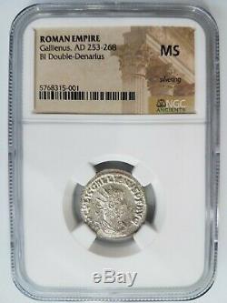 Gallienus Roman Empire NGC MS AD 253-268 BI Double Denarius Ancient Coin