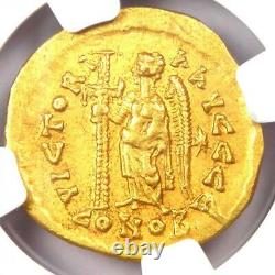Gold Leo I AV Solidus Gold Roman Coin 457-474 AD. Certified NGC AU 5/5 Strike