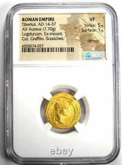 Gold Tiberius AV Aureus Gold Ancient Roman Coin 14-37 AD Certified NGC VF
