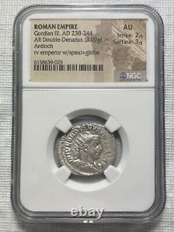 Gordian III, AD 238-244 Roman Empire AR Double-Denarius Coin NGC AU
