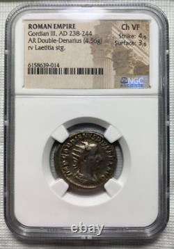 Gordian III, AD 238-244 Roman Empire AR Double-Denarius Coin NGC Choice VF