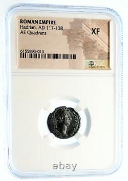HADRIAN Antique Ancient Rome ANTIQUE Vintage Roman Coin EAGLE LEGION NGC i94476