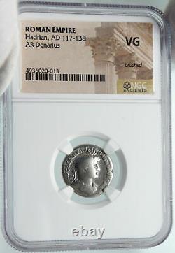 HADRIAN Authentic Ancient 119AD Rome Genuine Silver Roman Coin GALLEY NGC i86057