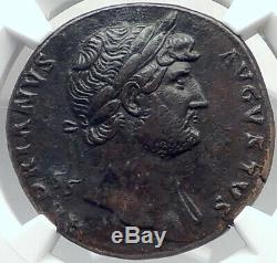 HADRIAN Authentic Ancient 124AD Rome Sestertius Roman Coin VIRTUS NGC i82363