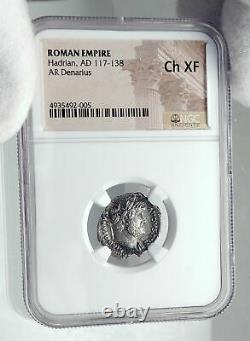 HADRIAN Authentic Ancient 128AD Rome Silver Roman Coin PUDICITIA NGC i81133