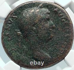 HADRIAN Authentic Ancient 134AD Rome Sestertius HUGE Roman Coin DIANA NGC i81879