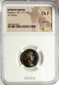 HADRIAN Authentic Ancient Semis / Quadrans 124AD Rome Roman Coin ROMA NGC i84976