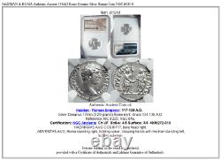 HADRIAN & ROMA Authentic Ancient 134AD Rome Genuine Silver Roman Coin NGC i81818