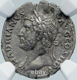 HADRIAN Rare LEFT Facing Bust Authentic Ancient Silver Roman Coin NGC i85416