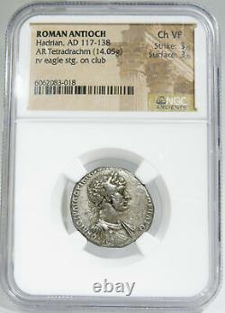 HADRIAN Tetradrachm NGC Choice VF. Tyre, Large Ancient Roman Empire Silver Coin