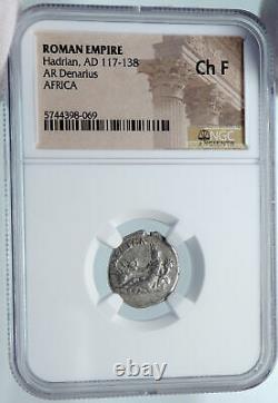 HADRIAN Travels to AFRICA Authentic Ancient 134AD Silver Roman Coin NGC i85225