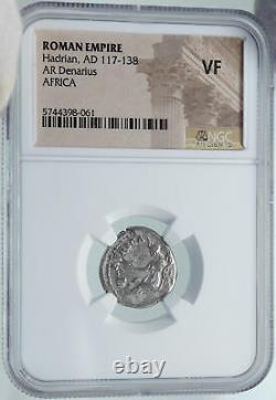 HADRIAN Travels to AFRICA Authentic Ancient 134AD Silver Roman Coin NGC i87181