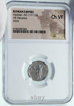 HADRIAN Travels to ASIA Authentic Ancient 134AD Silver Roman Coin NGC i86628