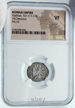 HADRIAN Travels to NILE Authentic Ancient 134AD Silver Roman Coin NGC i86629