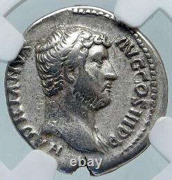 HADRIAN Travels to SPAIN Authentic Ancient 134AD Silver Roman Coin NGC i85227