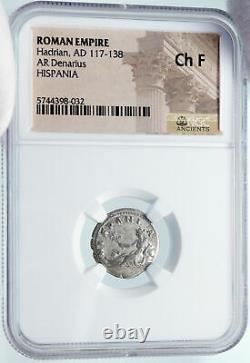 HADRIAN Travels to SPAIN Authentic Ancient 134AD Silver Roman Coin NGC i85496