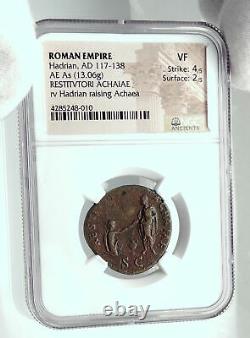 HADRIAN as RESTITVTOR of ACHAIA Greece Authentic Ancient Roman Coin NGC i78893
