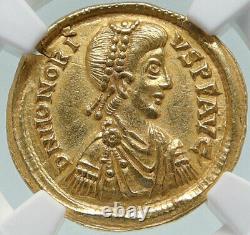 HONORIUS Authentic Ancient 395AD Gold Solidus Roman Coin of RAVENNA NGC i86550