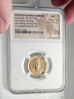 HONORIUS Authentic Ancient 408AD Genuine Original GOLD Roman Coin NGC MS i73332