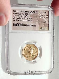 HONORIUS Authentic Ancient 408AD Genuine Original GOLD Roman Coin NGC i71692