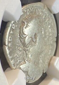 Hadrian 117-138 AD, Roman Empire AR Silver Denarius Coin, 12 Caesars, NGC FINE F