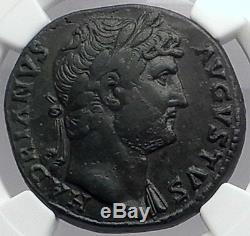 Hadrian 125AD Neptune Authentic Ancient Roman Coin NGC Certified ChVFFine Style