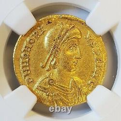 Honorius, AD 393-423 WESTERN ROMAN EMPIRE AV Solidus Ancient Gold Coin NGC CH XF