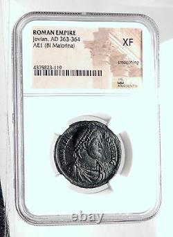 JOVIAN 363AD AE1 Large Authentic Ancient Roman Coin Chi-Rho Labarum NGC i59846