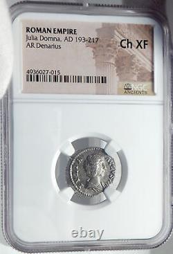 JULIA DOMNA Authentic 196AD Rome Ancient Silver Roman Coin FELICITAS NGC i82588