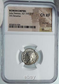 JULIA DOMNA Authentic Ancient 196AD OLD Silver Roman Coin PUDICITIA NGC i88822