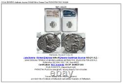 JULIA DOMNA Authentic Ancient 196AD Silver Roman Coin PUDICITIA NGC i82226