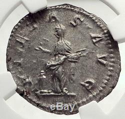 JULIA MAESA Authentic Ancient 218AD Rome Silver Roman Coin PIETAS NGC i73325