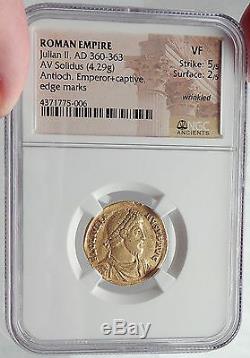 JULIAN II the Apostate Philosopher 361AD Ancient Roman Gold Solidus Coin NGC VF