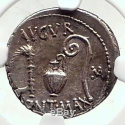 JULIUS CAESAR Authentic 46BC Ancient Silver Roman Coin THAPSUS BATTLE NGC i72402