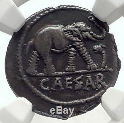 JULIUS CAESAR Authentic Ancient 49BC Silver Coin w ELEPHANT NGC Certified i71713