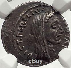 JULIUS CAESAR Lifetime Portrait 44BC Rome Ancient Silver Roman Coin NGC i69563