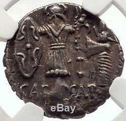 JULIUS CAESAR vs Vercingetorix TROPHY Ancient Silver 48BC Roman Coin NGC i69584