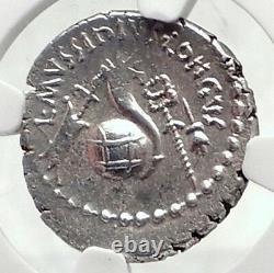 JULIUS CAESR Portrait 42BC Rome Authentic Ancient Silver Roman Coin NGC i72396