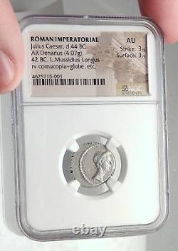 JULIUS CAESR Portrait 42BC Rome Authentic Ancient Silver Roman Coin NGC i72396