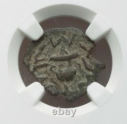 Judaea 66-77 AD Jewish Roman Rebellion War, AE Prutah Coin NGC Ch F, Israel