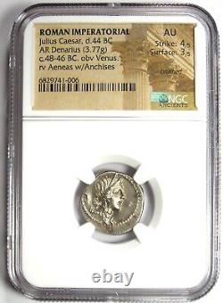 Julius Caesar AR Denarius Silver Venus Roman Coin 46 BC Certified NGC AU
