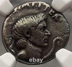 Julius Caesar Enemy Pompey the Great son Sextus NGC VF Silver Roman Coin i57690
