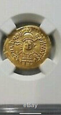 Leo I Eastern Roman Gold Coin Empire NGC AU Solidus some grafitti