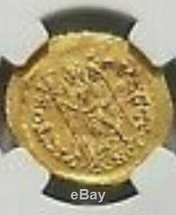 Leo I Eastern Roman Gold Coin Empire NGC AU Solidus some grafitti